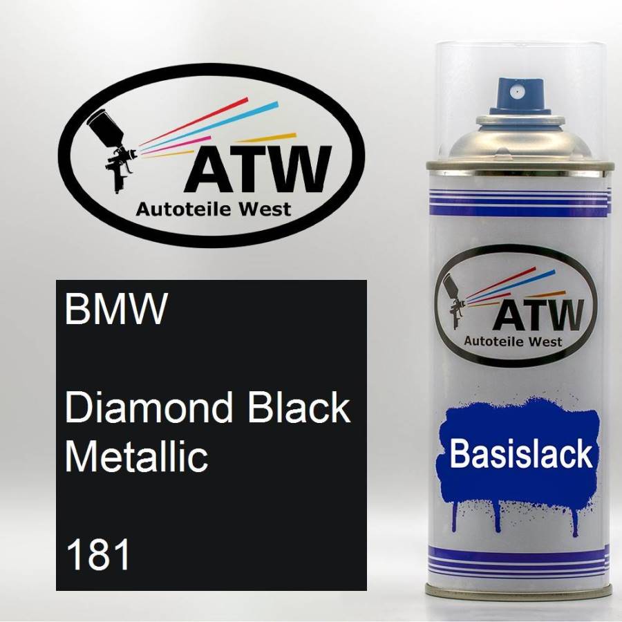 BMW, Diamond Black Metallic, 181: 400ml Sprühdose, von ATW Autoteile West.